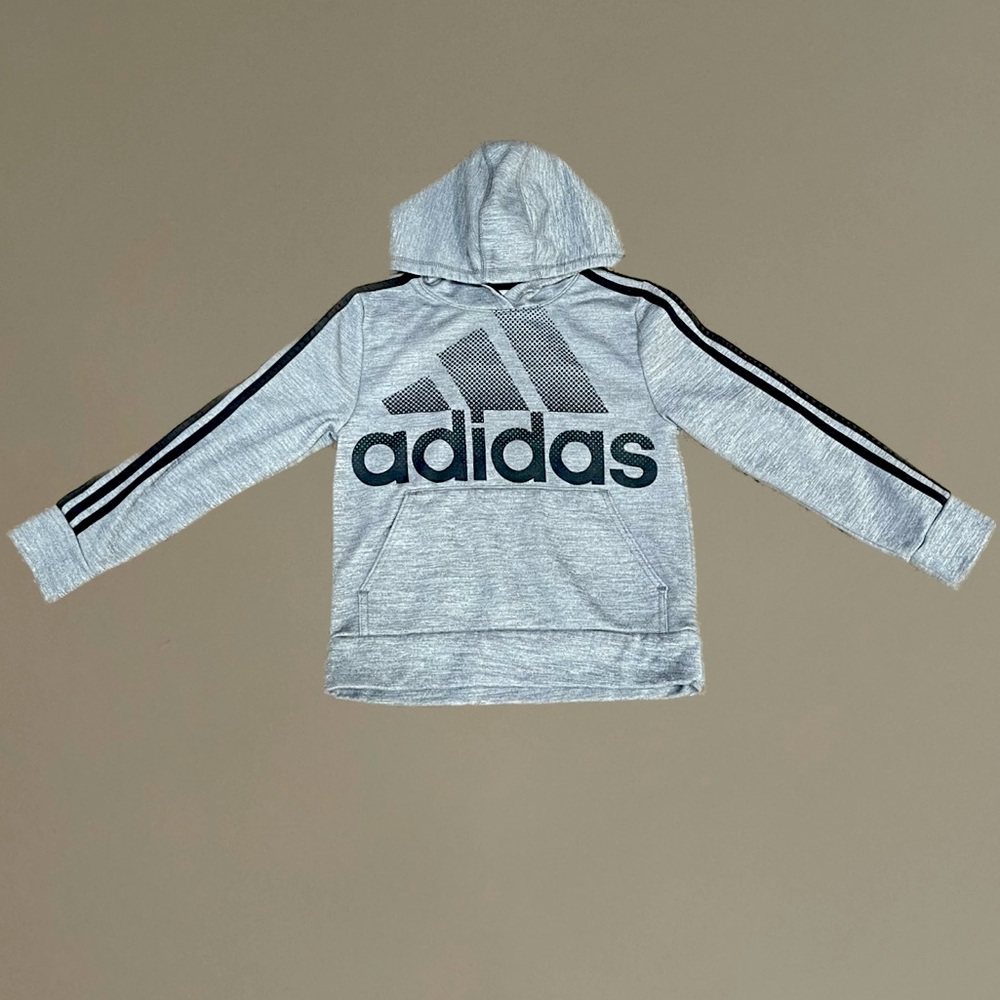 Gray Adidas Fleece Kids Hoodie